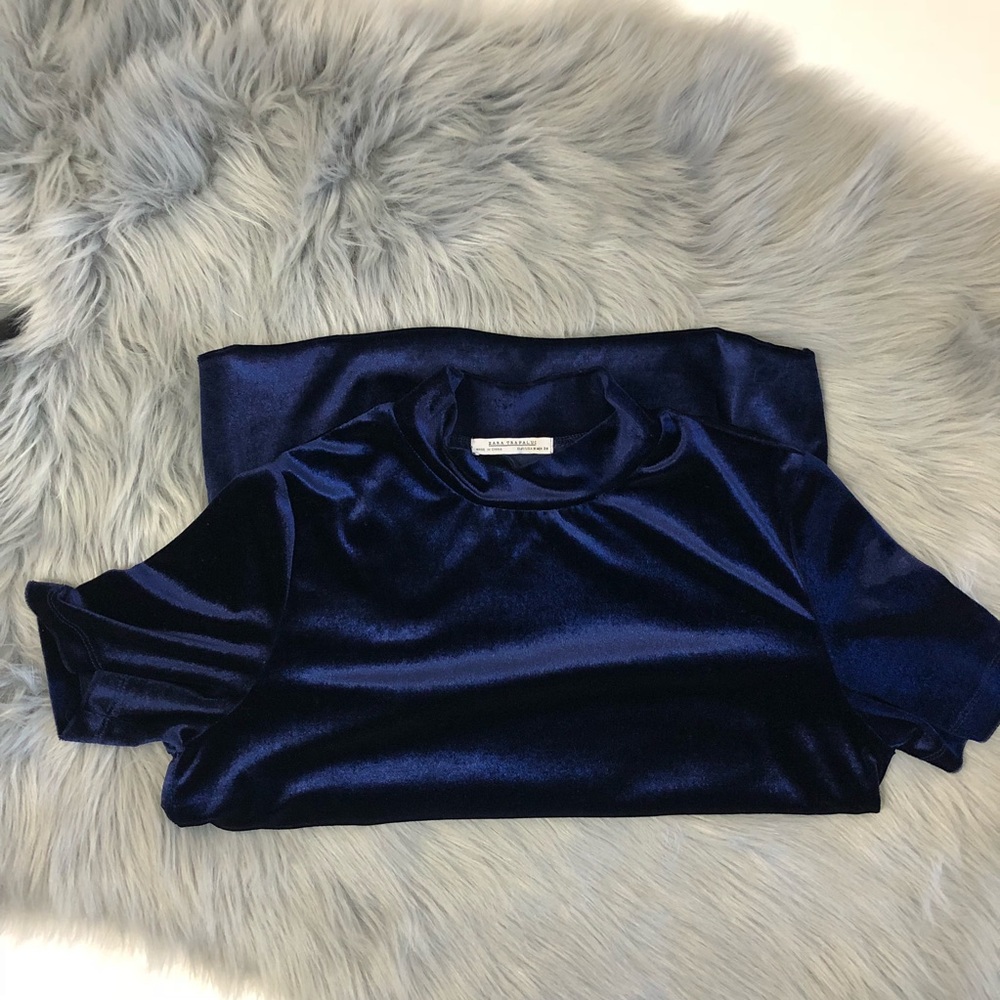 ZARA crushed velvet high neck top